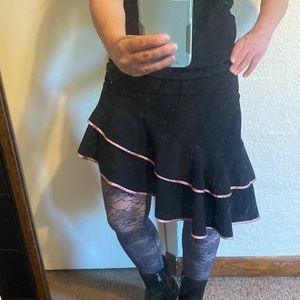 Asymmetrical Ribbon Trim Flirty Skirt Sz M